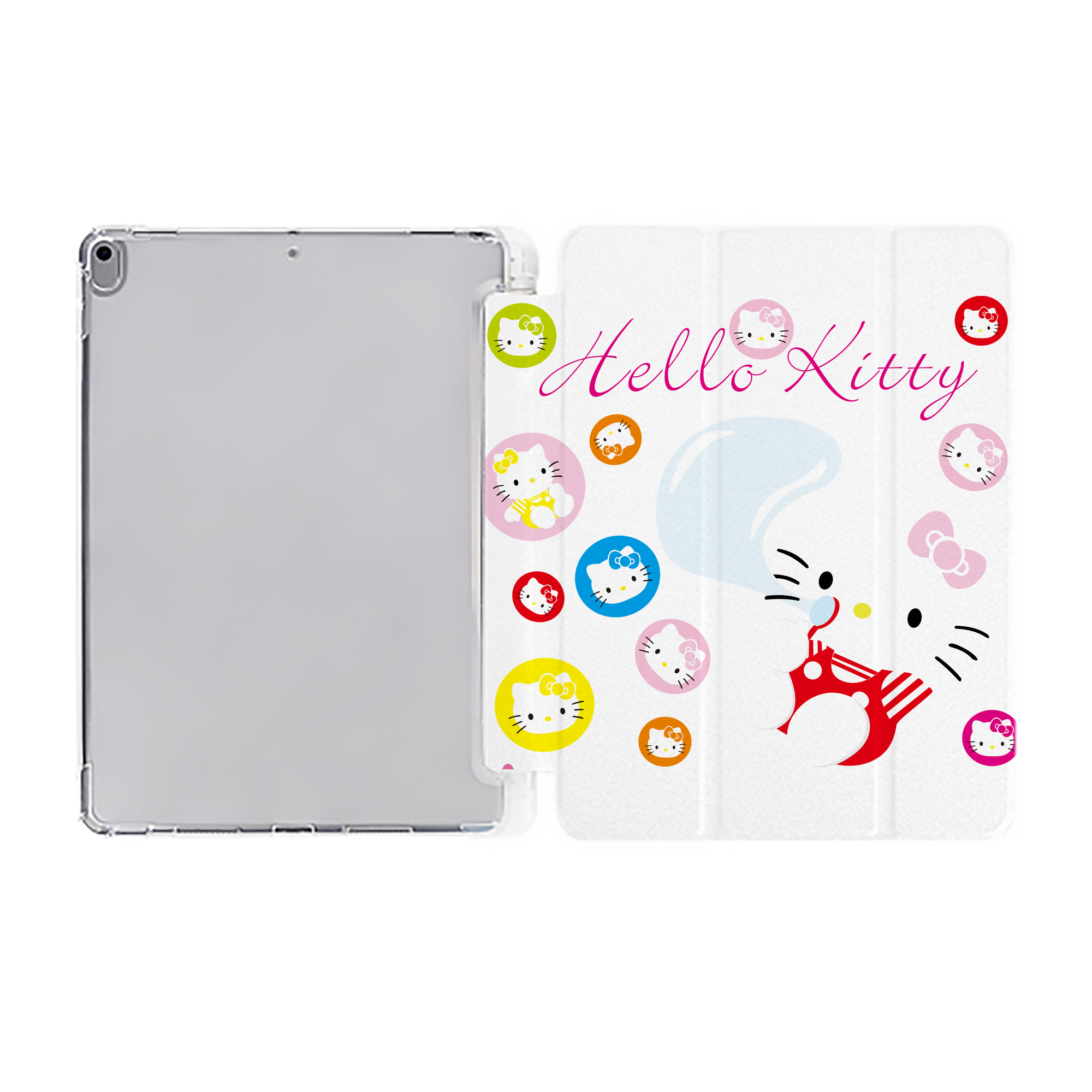 （画像用） Hello Kitty ハローキティ IPad ケース ペン収納付き 三つ折りスタンド PUレザー×シリコン 対応機種9.5/10.5/10.9インチ